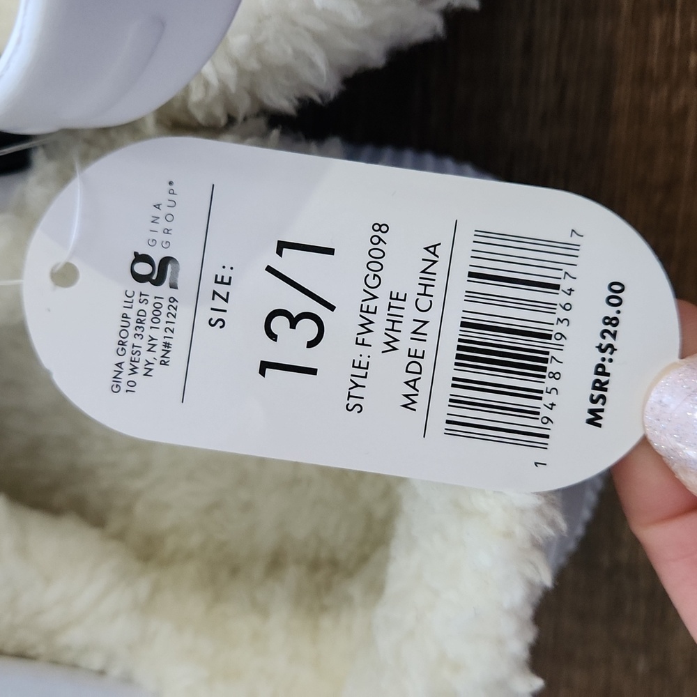 NWT Kids Foamwalk White Furry Lined Clogs, size 13/1 - Picture 10 of 11